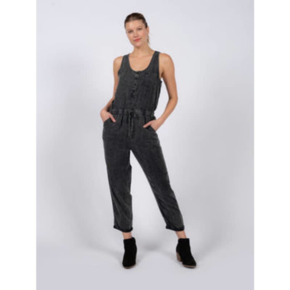 THREAD & SUPPLY • Charcoal Gray Tencel Sleeveless Jump Suit Sz S - Picture 1 of 8